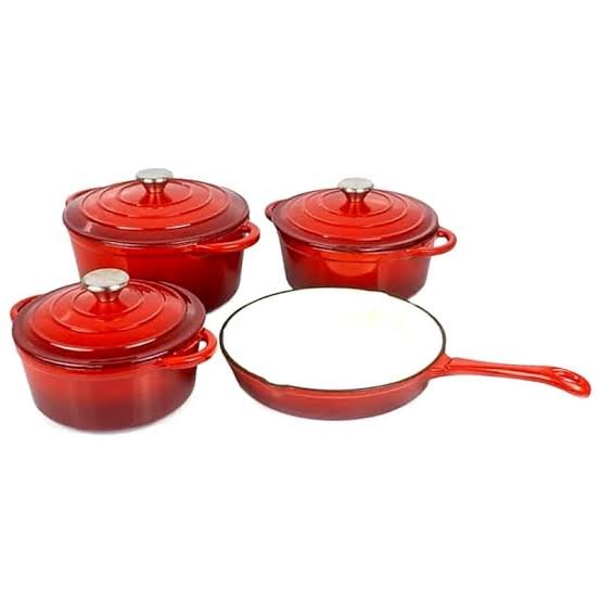 Red Cast Iron Pot Set