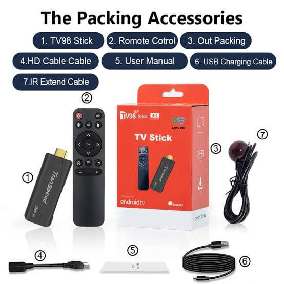 TV98 Rockchip 3228A Quad Core 4K HD Bluetooth Android TV Stick, RAM:2GB+16GB - Image 3